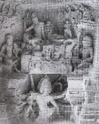 unknow artist Shiva and Parvati on Kailasa Kailasa-whine-peel on Ellora painting